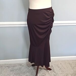 Chocolate Brown Side Ruched Skirt